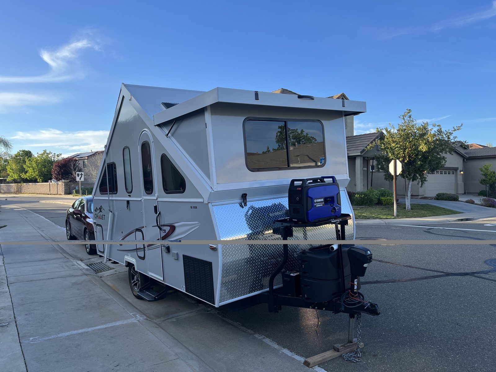 A-frame pop-up camping trailer bought for cash in California